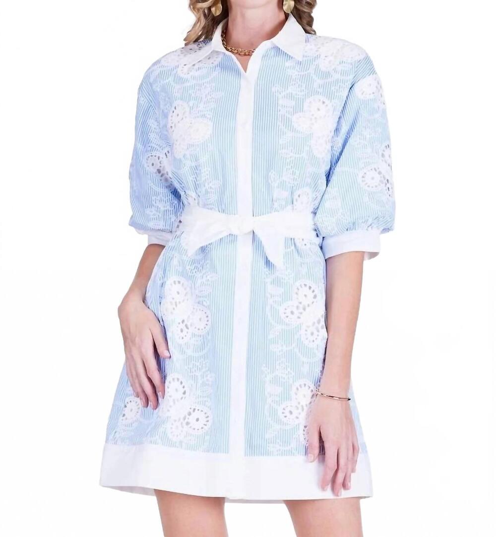 NEW JADE short sleeve shirt dress in butterfly embroidery